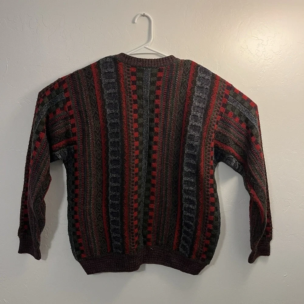 Norm Thompson Sweater Coogi Style Textured Cosby‎ Italy MED Laine Wool VTG